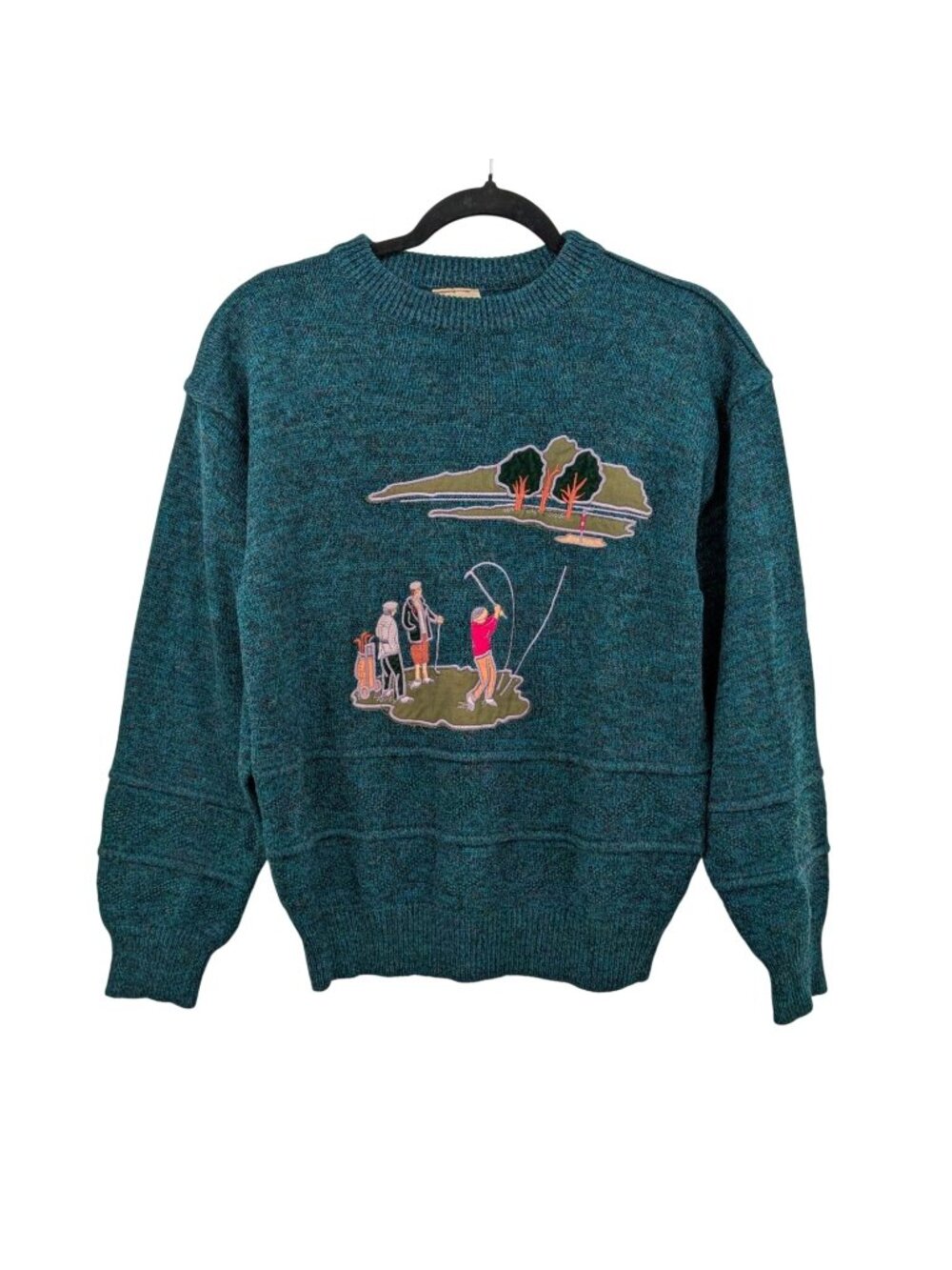 Vtg Angelo Litrico  Wool Blend Golf Scene Knit Sweater Grandpa Academia Medium
